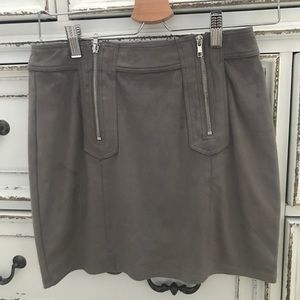 Suede double zip skirt